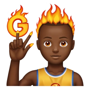 hand numebr 3 sign with fire and person like stephen curry and make like an emoji  with just circle head and with a hand number 3 sticker