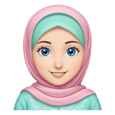 Turkish beautiful finish Konya girl blue eyes with sugar pink and mint hijab islamic dress and with celebrating the eid days  sticker