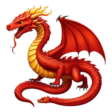 Red dragon with fire full in snake model sticker