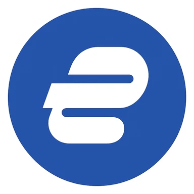 Reimagine the ExpressVPN logo in a flat, modern style consistent with previous icons in the flat blue style. Use a blue circular background with a simplified white ExpressVPN symbol in the center. The design should have clean, simple lines, a fully transparent background outside the circle, and match the style and color palette of other blue circular icons. Prioritize clarity and recognizability. sticker