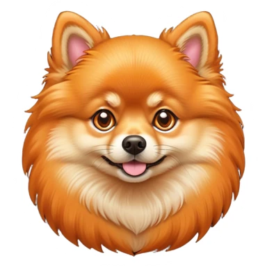Cinematic Noble Orange Pomeranian Portrait Emoji, Poised and regal, with a compact, fluffy build and a well-groomed, vibrant orange Fur, deep-set soulful brown eyes, Simplified yet sharp and sophisticated features, highly detailed, glowing with a soft, dignified glow, high shine, intelligent and spirited, stylized with an air of elegance, focused and attentive, soft glowing outline, capturing the essence of a watchful and confident companion, so majestic it feels as though it could prance out of the screen with effortless authority! sticker