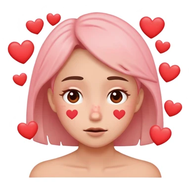 Embarrassed with hearts around  sticker