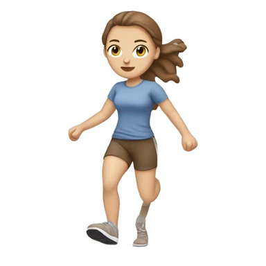 white girl brown hair in light brown clothes with a tshirt bear exercising sticker