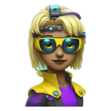 agent, laser eyes, yellow face, cyberpunk, code, cyan and purple colors, only upper body portrait sticker