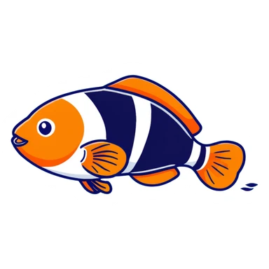 A colorful clown fish with orange and white stripes swimming sticker