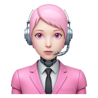 robotic human-looking 3d office worker in intensive pink color suit sticker