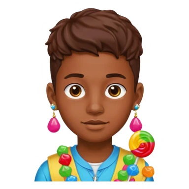 boy with a lot of accessories and earrings made out of candy sticker