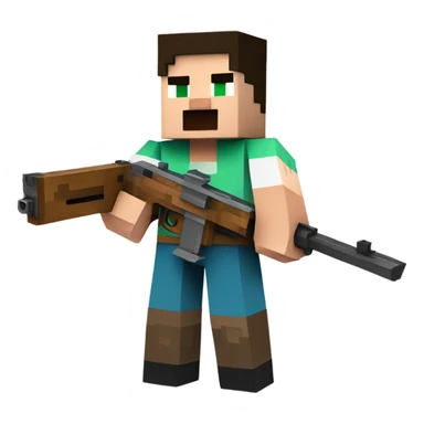 Minecraft Steve with gun sticker