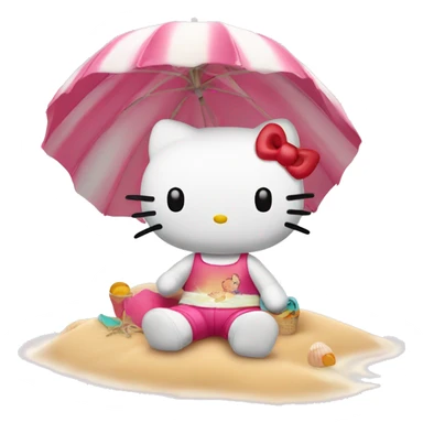 hello kitty in the beach sticker