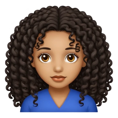 Beautiful Haitian and Puerto Rican girl with light brown skin and long black length very curly hair and beautiful hazel eyes sticker