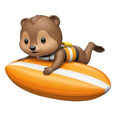 A focused beaver swimmer wearing a racing suit, diving past a floating buoy chibi cute


 sticker