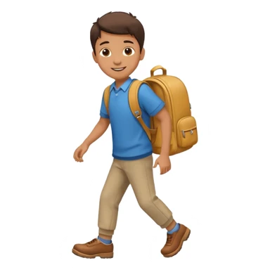emoji of a boy with a school bag stepping sticker