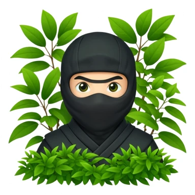 ninja camouflaged among bushes sticker