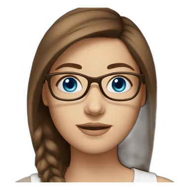 women-blue eyes-brown hair- round glasses-white skin- sticker