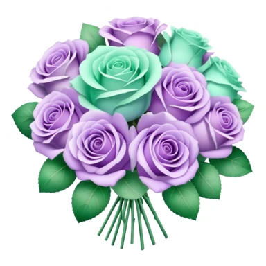 Light purple and mint rose bouquet with beautiful finish sticker