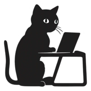 Silhouette of a cat leaning against a laptop sticker