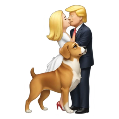 trump kissing a dog sticker