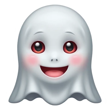 little cute ghost is smiling with blushed face, only face cute animie eyes sticker