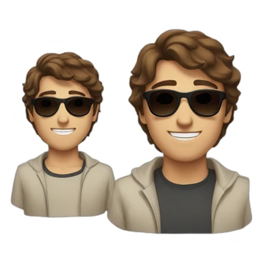 À young man with forward brown hair and dark black sun glasses sticker