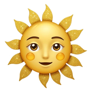 sun in 2d golden glitter in colour sticker
