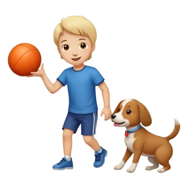 kid and dog playing with ball sticker