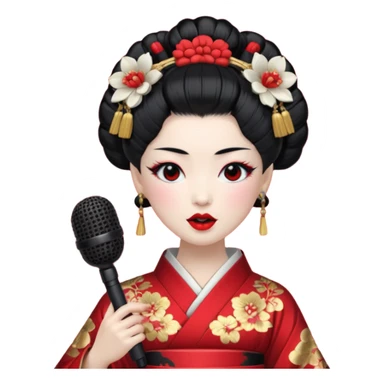 geisha singing with micro sticker