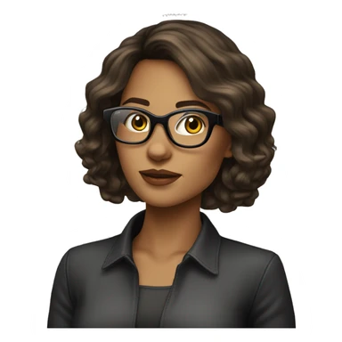 femme brune cheveux noirs courts lunettes transparentes sticker