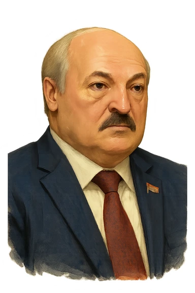 Александр Лукашенко в слегка рисованном, но при это объемный стиле, прозрачный фон sticker