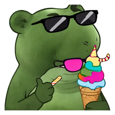 Panda eating ice فcream sticker