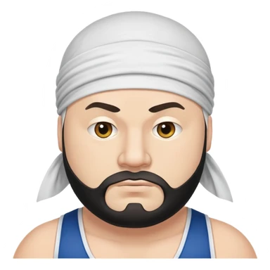 White skin fat guy with black durag, light stubble beard of a few days in wrestling singlet sticker