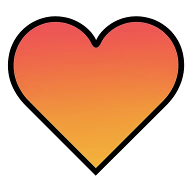 Create a modern icon style gradient heart icon blending red and gold with clean lines and no text. sticker