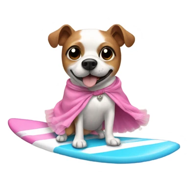 Dog wearing a tutu while surfing sticker