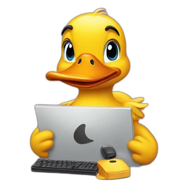 duck plays computer games sticker