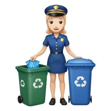 full body housekeeper open trash can and put the trash sticker