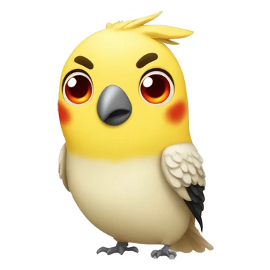 yellow cockatiel with red angry emoji cheeks sticker