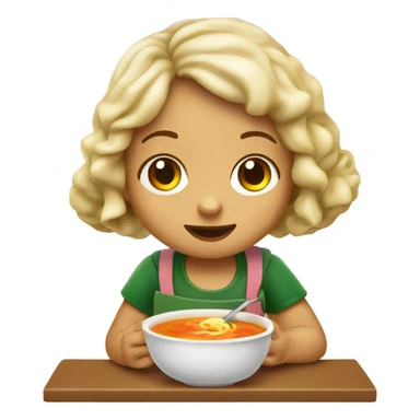 Little girl eating tortellini soup sticker