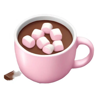 Light Pink mug of hot chocolate with marshmallows  sticker