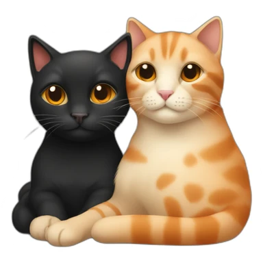 one beige cat and one black and orange cuddling sticker