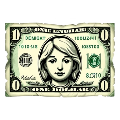 damaged one dollar billone dollar bill sticker
