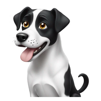 black and white dog begging for food sticker