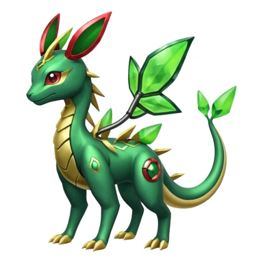 Shiny 4-legged Electrike-Rayquaza-Virizion-Zygarde-Leafeon-fusion, full body sticker