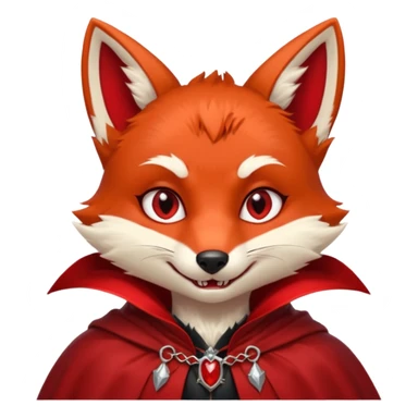 Vampire animal, fox in red collar cloak, red eye, fangs sticker