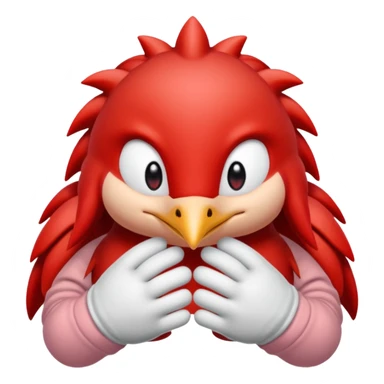 knuckles a red animal with peach arms and white mittens that have no fingers , he’s a echidna with red eyes sticker