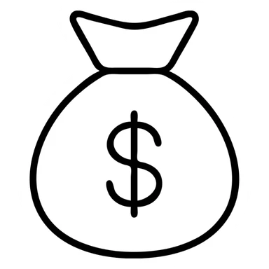 money bag icon, minimal outline sticker
