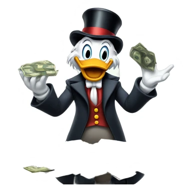 Scrooge McDuck counting money sticker