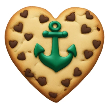 cookie heart with dark green anchor sticker