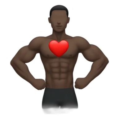 strong body silhouette with red hart in chest sticker