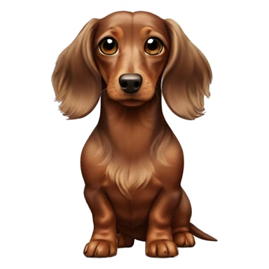 long-haired brown marble dachshund in full height sticker