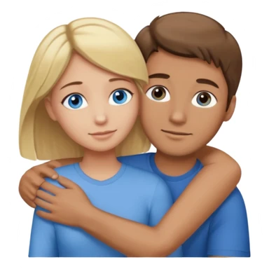 Caring hug brown hair man with blue eyes blonde hair woman with brown eyes sticker
