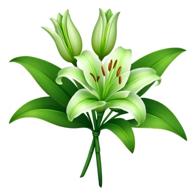 bouquet Soft Green Lily, luxuriant, leaf, bud sticker